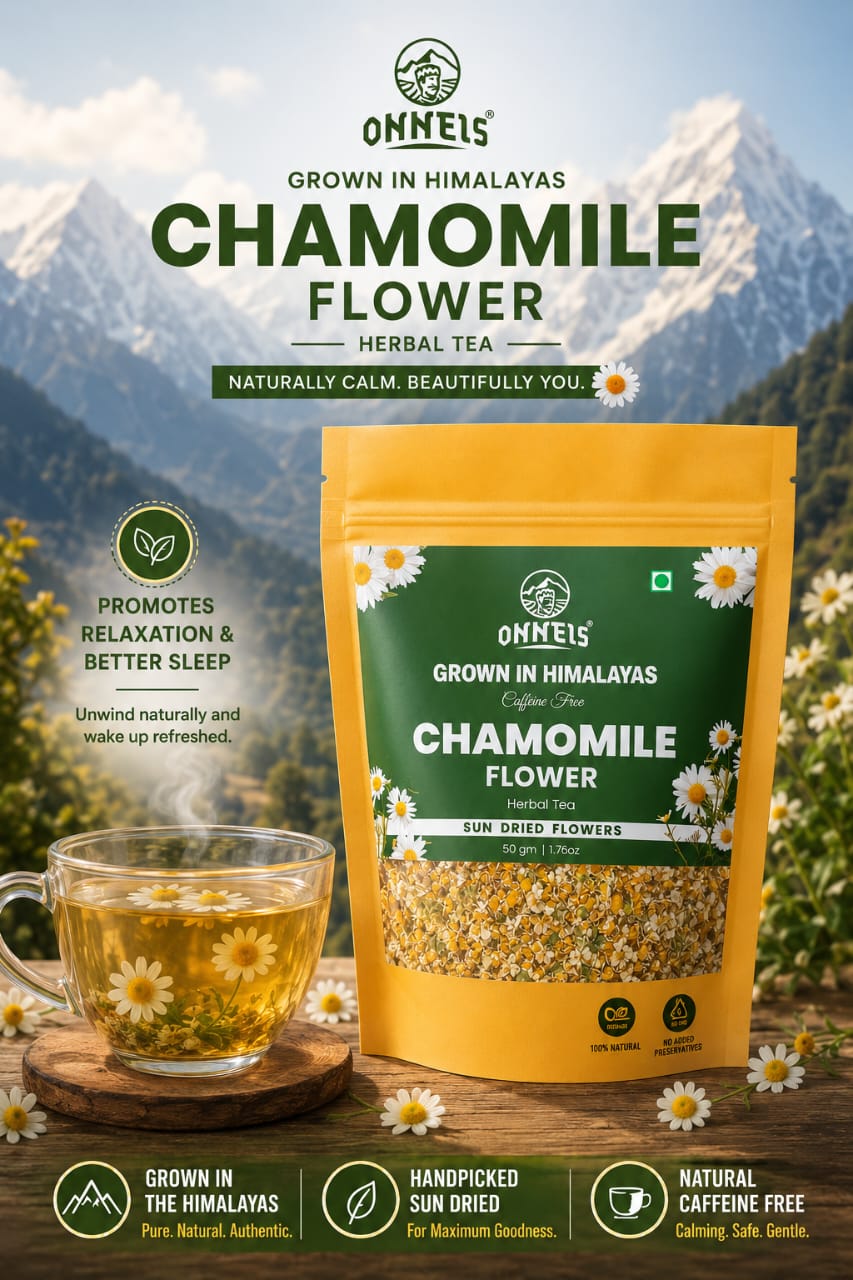 100% Premium Dried Chamomile Flowers for Herbal Tea | Onneis (50gm)