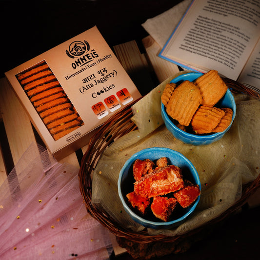 Whole Wheat (Atta) Jaggery Biscuits with 100% Cow Butter | No Maida | Onneis (200gm)