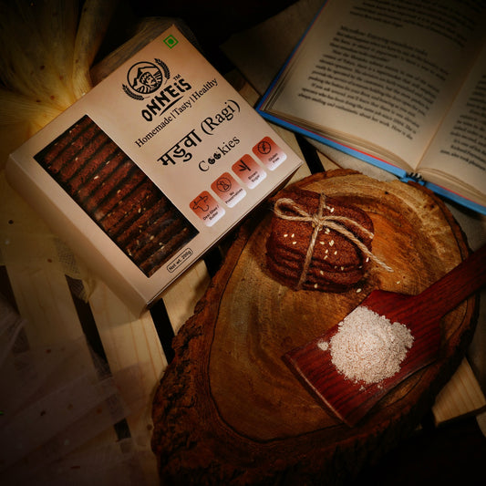 Gluten-Free Ragi (Mandwa) Cookies with 100% Cow Butter & Khandsari | Onneis (200gm)