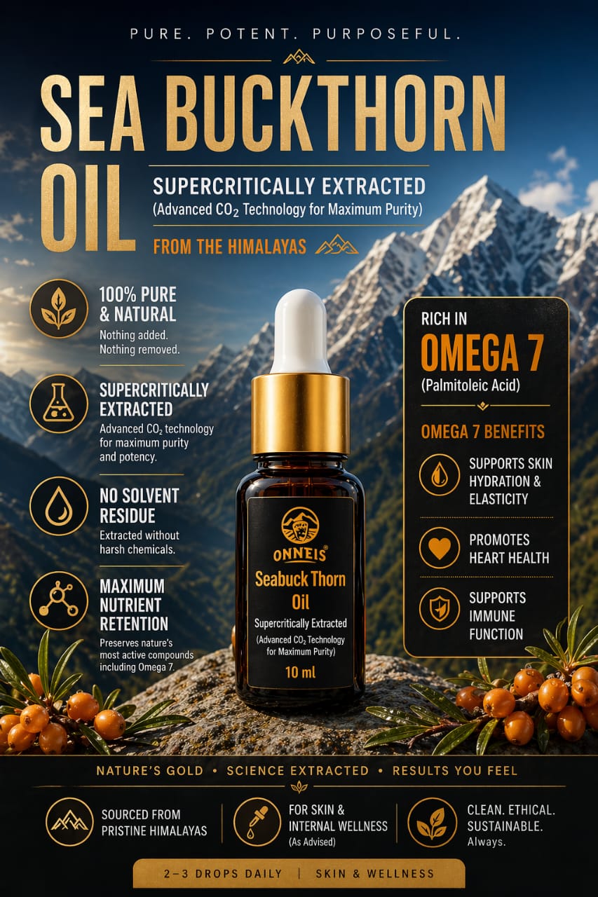 100% Supercritical Extracted Sea Buckthorn Oil | Ladakh | Onneis (10ml)
