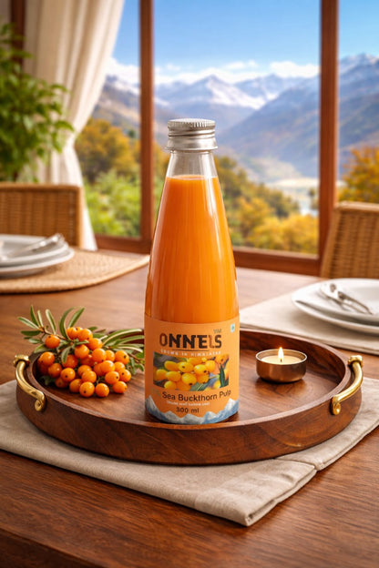 ONNEIS® 100% Ladakh Sea Buckthorn Juice 300ml | Sourced from Nubra Valley | Rich in Natural Antioxidants & Vitamin C