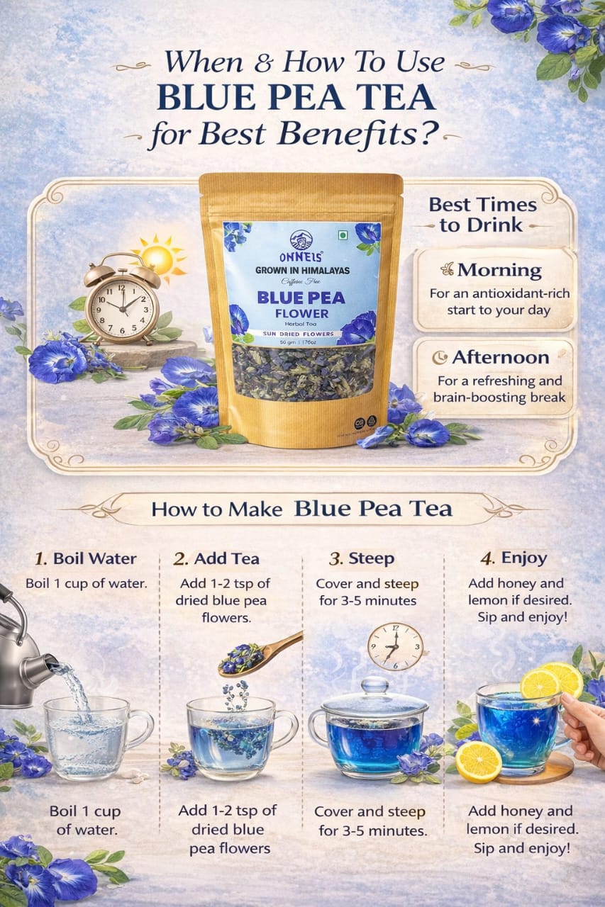 Onneis 100% Blue Pea Flower Tea 50g | Pure Butterfly Pea Herbal Tea