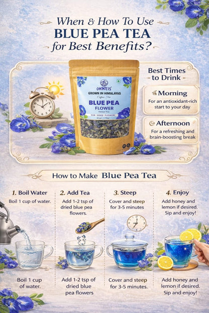 Onneis 100% Blue Pea Flower Tea 50g | Pure Butterfly Pea Herbal Tea