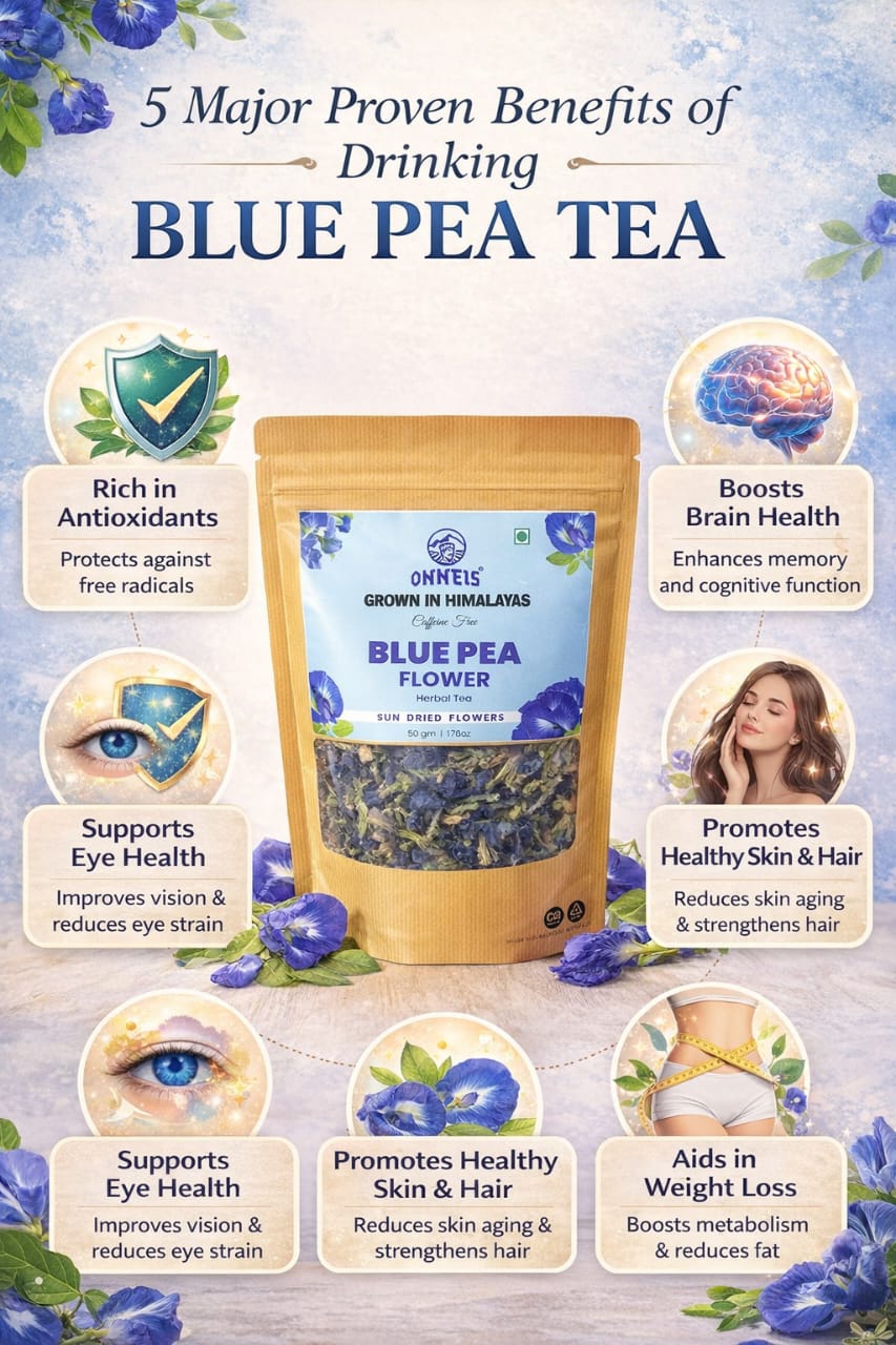 Onneis 100% Blue Pea Flower Tea 50g | Pure Butterfly Pea Herbal Tea