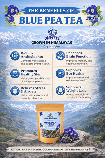 Onneis 100% Blue Pea Flower Tea 50g | Pure Butterfly Pea Herbal Tea