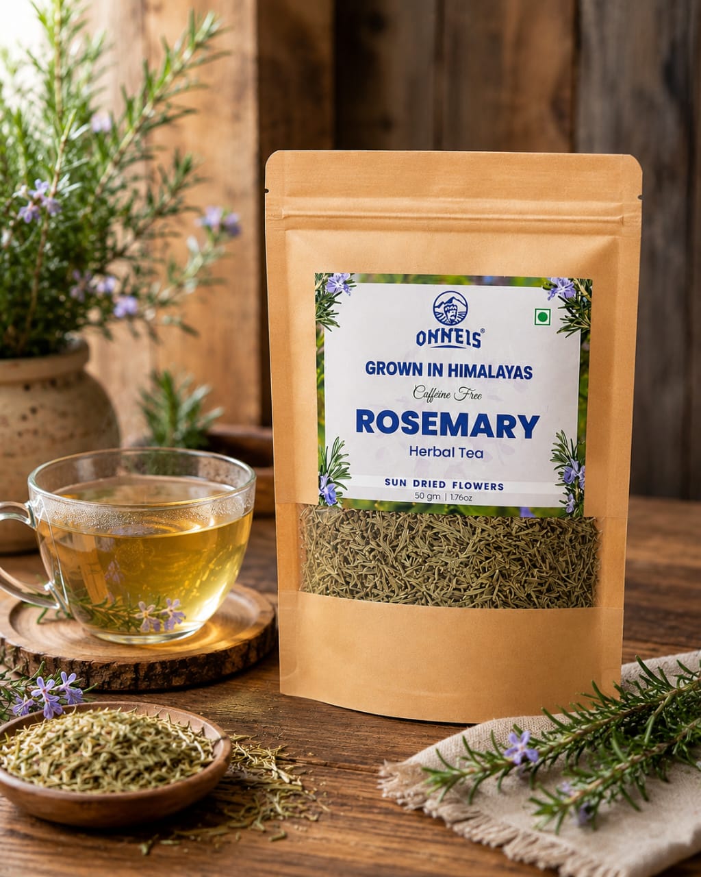 Onneis Dried Rosemary Leaves for Herbal Tea | Premium Natural Rosemary (50gm)