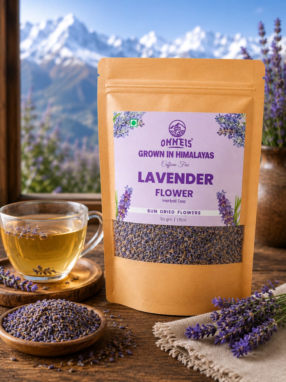 100% Premium Dried Lavender Flowers for Herbal Tea | Onneis (50gm)