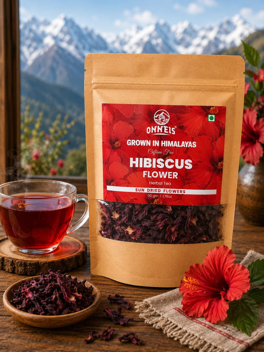 100% Premium Dried Hibiscus Flowers for Herbal Tea | Onneis (50gm)
