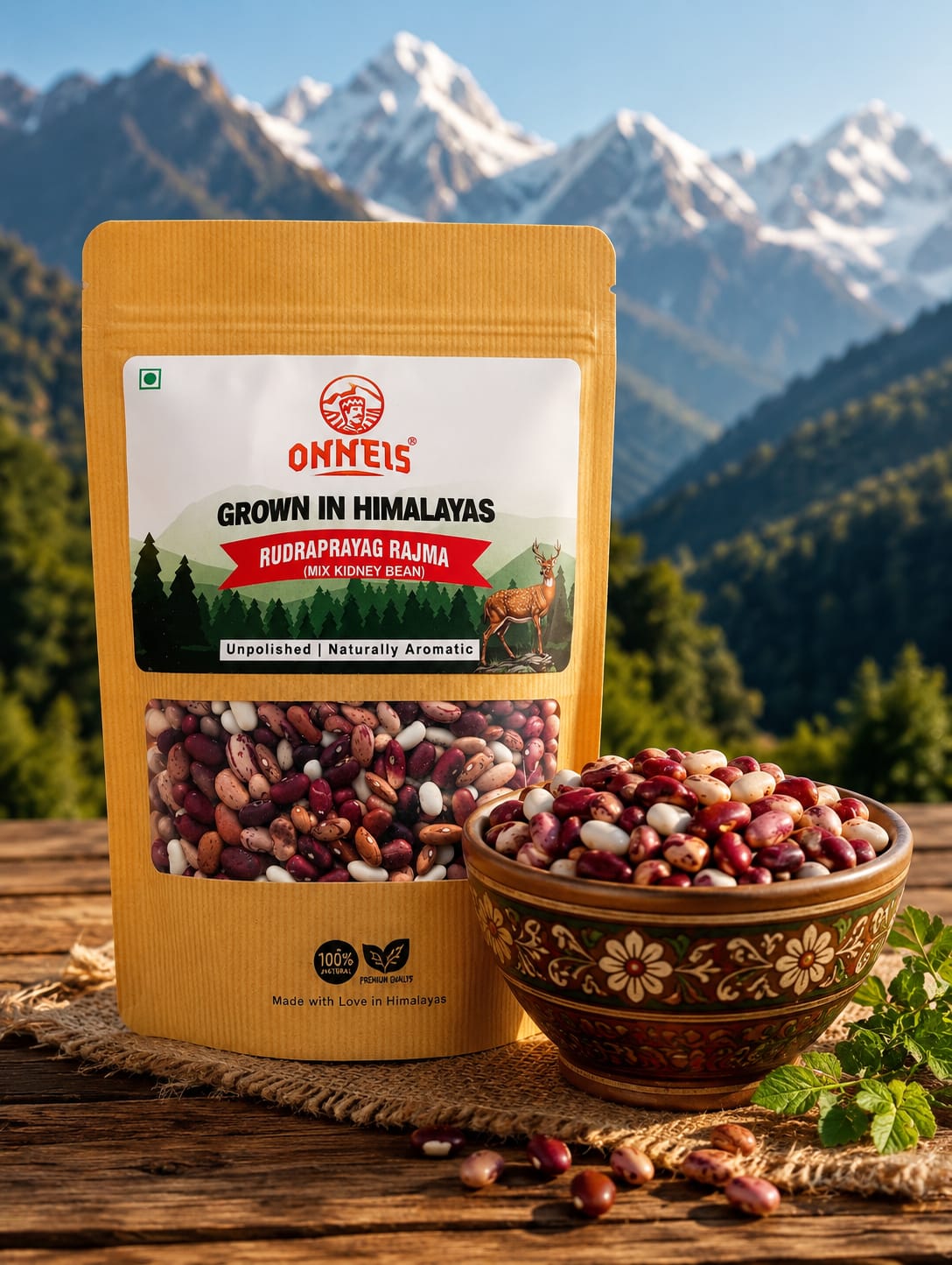 Onneis Rudraprayag Mix Kidney Bean (Rajma) | Premium Himalayan Rajma | Naturally Aromatic & Unpolished (500gm)